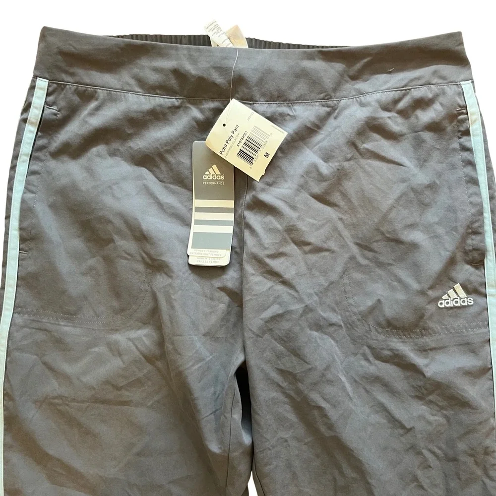 Adidas Performance Pchd Poly Pants Womens Medium Gray Blue Stripe Track Pockets